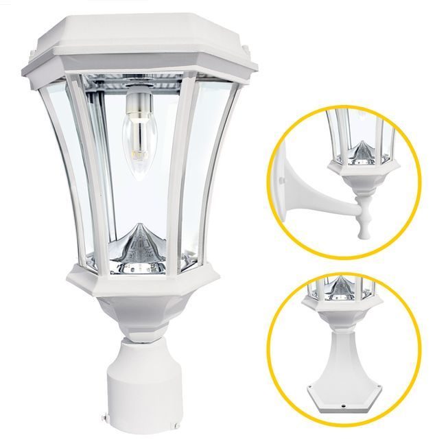 Victorian Solar Light with Warm White GS Solar Light Bulb in White