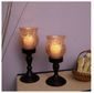 2 Piece Chesapeake Etched Glass Hurricanes with Flameless Pillar Candles