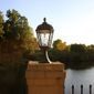 Gama Sonic Royal Pier Mount Solar Lamp with GS-Solar LED Light Bulb - Brushed Bronze