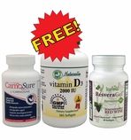 Anti-Aging Combo: Resveratrol &  L-Carnosine w/ Free Year of Vitamin D3