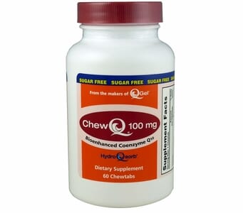 ChewQ 100mg CoQ10 (60 count bottle) featuring Advanced Absorption Hydro-Q-Sorb