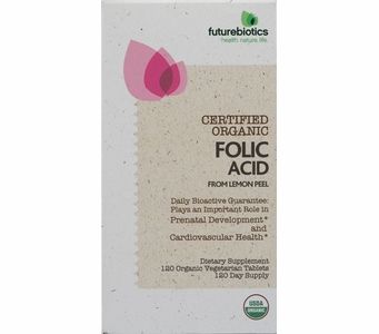 Futurebiotics Certified Organic Folic Acid -  800 mcg from Lemon Peel - 120 Organic Vegetarian Tablets