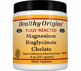 Healthy Origins Fully Reacted Magnesium Bisglycinate Chelate (TRAACS), 200mg - 8oz (Soy-Free & NON-GMO)