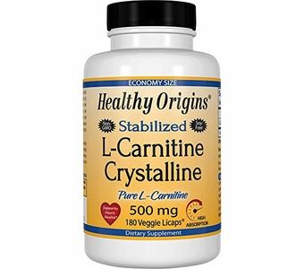 Healthy Origins Stabilized L-Carnitine Crystalline 500mg 180 Veggie Licaps® (Soy-Free, Gluten Free & NON-GMO)