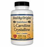 Healthy Origins Stabilized L-Carnitine Crystalline 500mg 90 Veggie Licaps (Soy-Free, Gluten Free & NON-GMO)