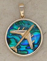 Gold B-707 Jet Airplane Pendant Sea Opal Jewelry Gold B-707 Jet Airplane Pendant Sea Opal Jewelry