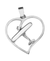 Silver Cessna Style Heart Pendant with Necklace Silver Cessna Style Heart Pendant with Necklace