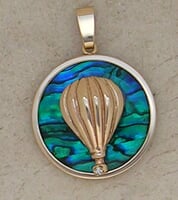 Gold Hot Air Balloon Pendant Sea Opal Jewelry Gold Hot Air Balloon Pendant Sea Opal Jewelry