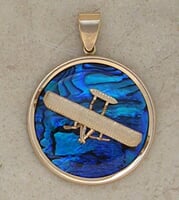 Gold Wright Flyer Airplane Pendant Sea Opal Jewelry Gold Wright Flyer Airplane Pendant Sea Opal Jewelry