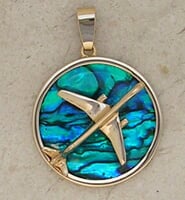 Gold B-757 Jet Airplane Pendant Sea Opal Jewelry Gold B-757 Jet Airplane Pendant Sea Opal Jewelry