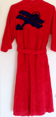 Ladies Plush Robe with Biplane Design 