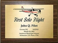 First Solo Commemorative Aviation Plaque First Solo Commemorative Aviation Plaque