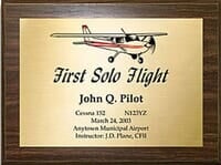 First Solo Commemorative Aviation Plaque First Solo Commemorative Aviation Plaque