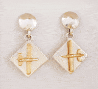 Gold & Silver Diamond Dangle Aviation Earrings - Low Wing | <font color=red>New Markdown</font>