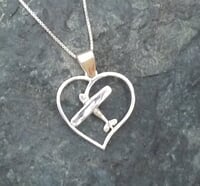 Silver Cessna Style Heart Pendant with Necklace Silver Cessna Style Heart Pendant with Necklace
