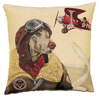 Pilot Dog Throw Pillow Cover | Red
