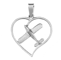 Silver Low Wing Heart Pendant Airplane Jewelry Silver Low Wing Heart Pendant Airplane Jewelry