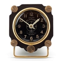 Metal Altimeter Desk Clock | Black/Brass Metal Altimeter Desk Clock | Black/Brass