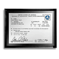 Classic FAA License On Black Glass Classic FAA License On Black Glass