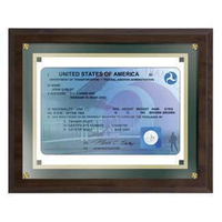 Wright Bros FAA License Framed Parchment Plaque