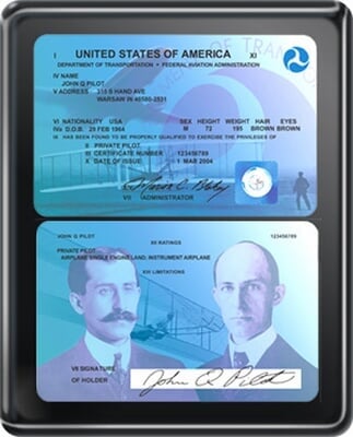 Modern Pilot License Plaque - Black