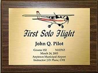 First Solo Commemorative Aviation Plaque