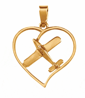 Piper Style Gold Heart Airplane Pendant Jewelry 