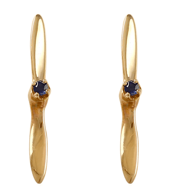 14K Gold Propeller Earrings with Sapphires