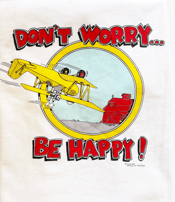 Don't Worry Be Happy Airplane T-Shirt | Closeout Special