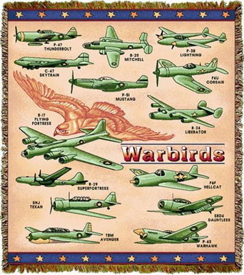 WW II Airplanes Throw/Blanket <font color=red>New Markdown</font>