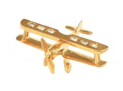 14K Gold Diamond Airplane Pendant Jewelry