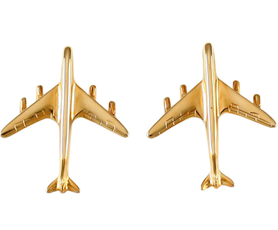 14k Gold Jet Airplane Earrings
