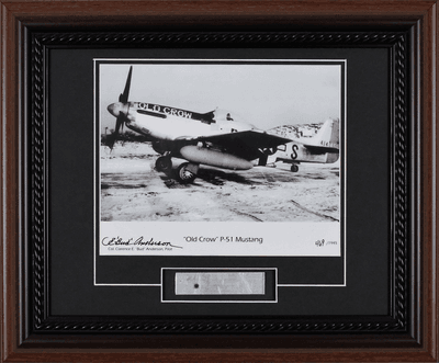 P-51 Mustang Old Crow Photo Autographed & Skin Relic 