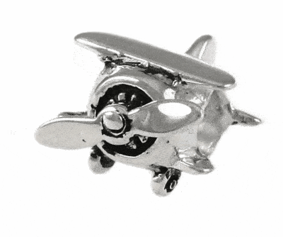 Silver Airplane Charm Bead Jewelry