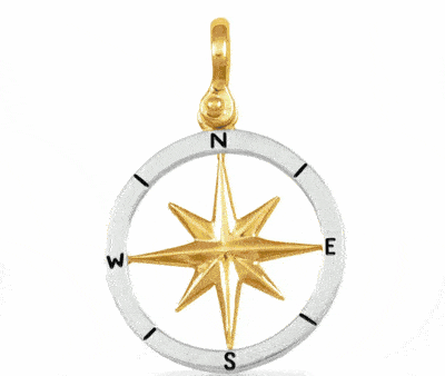 Silver & Gold Compass Rose Pendant 