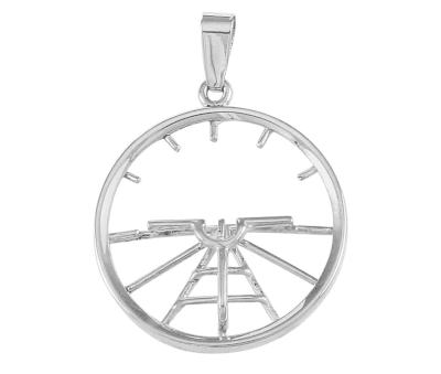 Silver Attitude Indicator Pendant with Necklace