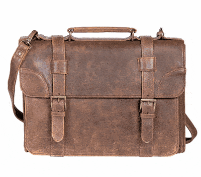 WWII Style Leather Satchel Briefcase <font color=red>Super Sale</font>