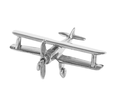 Silver Biplane Pendant with Necklace 
