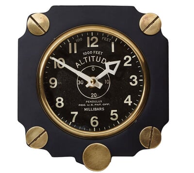 Metal Altimeter Wall Clock | Black