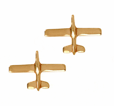 14K Gold Low Wing Post Airplane Earrings