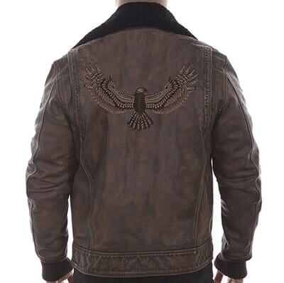Vintage Leather Bomber Jacket with Eagle Design <font color=red>New Markdown</font>