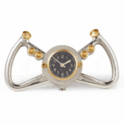 Aircraft Yoke Desk Clock | Polished Aluminum