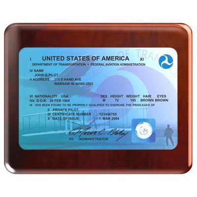 Deluxe FAA License Plaque | Rosewood