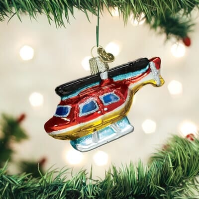 Glass Helicopter Ornament