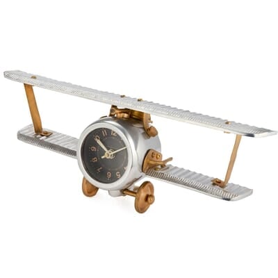 Metal Biplane Wall or Desk Clock