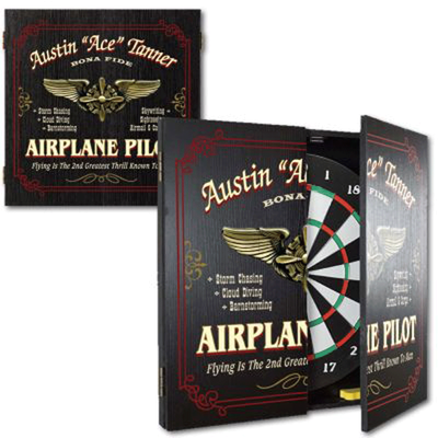 Pilot Dartboard & Cabinet Set | Personalize It!