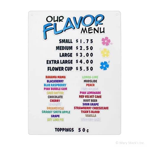 Shaved Ice Menu Board