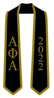 Alpha Phi Alpha Satin Old Gold Graduation Stole Stoll NEW with Sewn Letters!!!