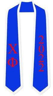DISCOUNT-Chi Phi Greek 2 Tone Lettered Graduation Sash Stole w/ Year