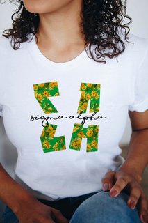Sigma Alpha Floral Big Lettered T-Shirt